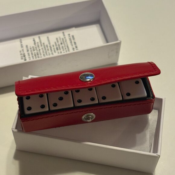 RED - Supreme Leather - Red Dice Set - Genuine LEATHER Case Box Logo - Picture 2 of 4